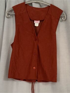 Vintage 70s/80s Pykettes Faux Suede Vest - RustRed/Terracotta Waistcoat medium